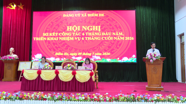 Đảng ủy xã Điềm He tổ chức hội nghị sơ kết công tác 6 tháng đầu năm, triển khai nhiệm vụ 6 tháng cuối năm 2026.