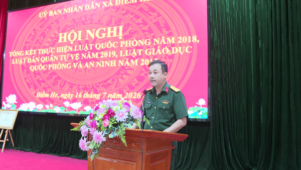 XÃ ĐIỀM HE TỔNG KẾT THỰC HIỆN LUẬT QUỐC PHÒNG, LUẬT DÂN QUÂN TỰ VỆ VÀ LUẬT GIÁO DỤC QUỐC PHÒNG VÀ AN NINH